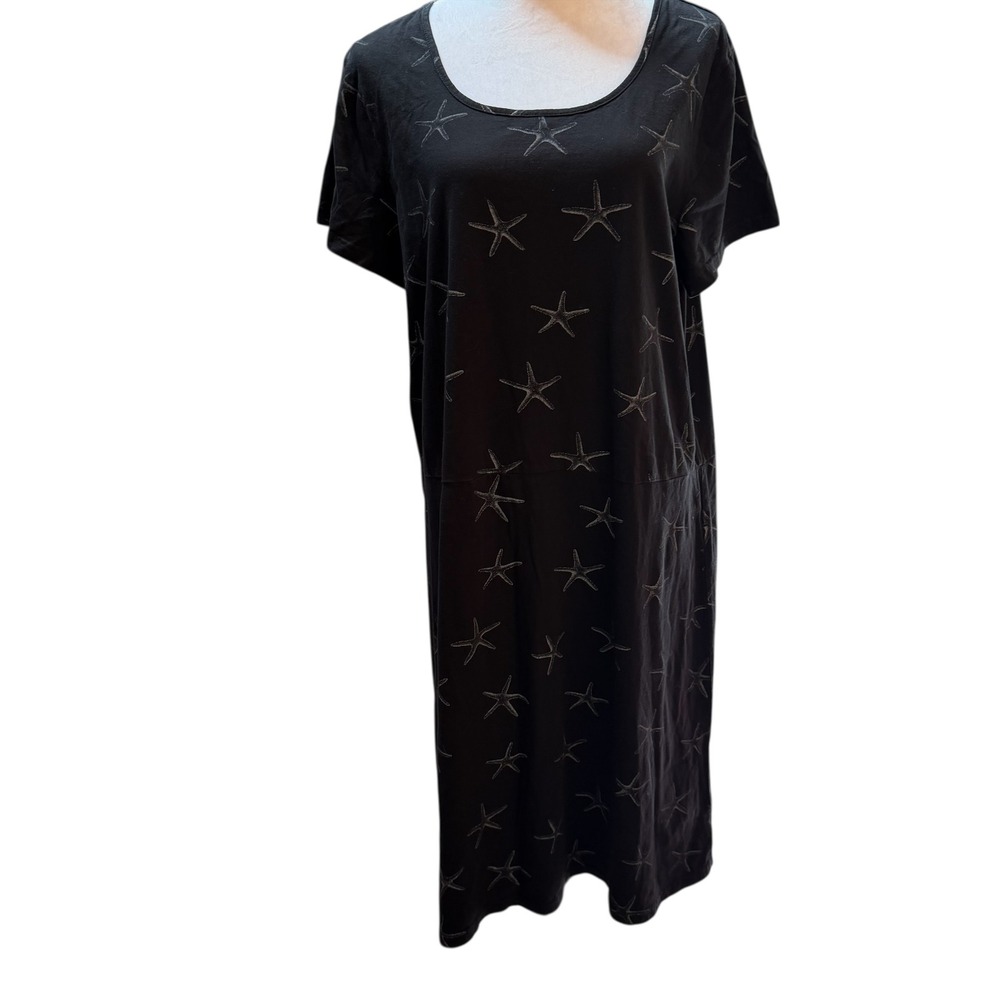 Fresh Produce Seastar Sadie  Cotton Midi Dress Black XXL Short Sleeve 22283 USA